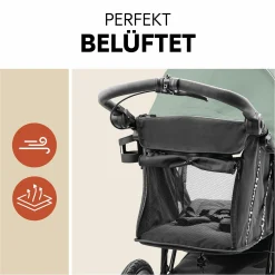 Buggy & Sportwagen Runner 3 (mit großen Luftreifen) - inkl. XXL Zubehörpaket & Fehn Spieltier Eselchen - Jungle Green