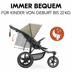 Buggy & Sportwagen Runner 3 (mit großen Luftreifen) - inkl. XXL Zubehörpaket & Fehn Spieltier Schäfchen - Olive