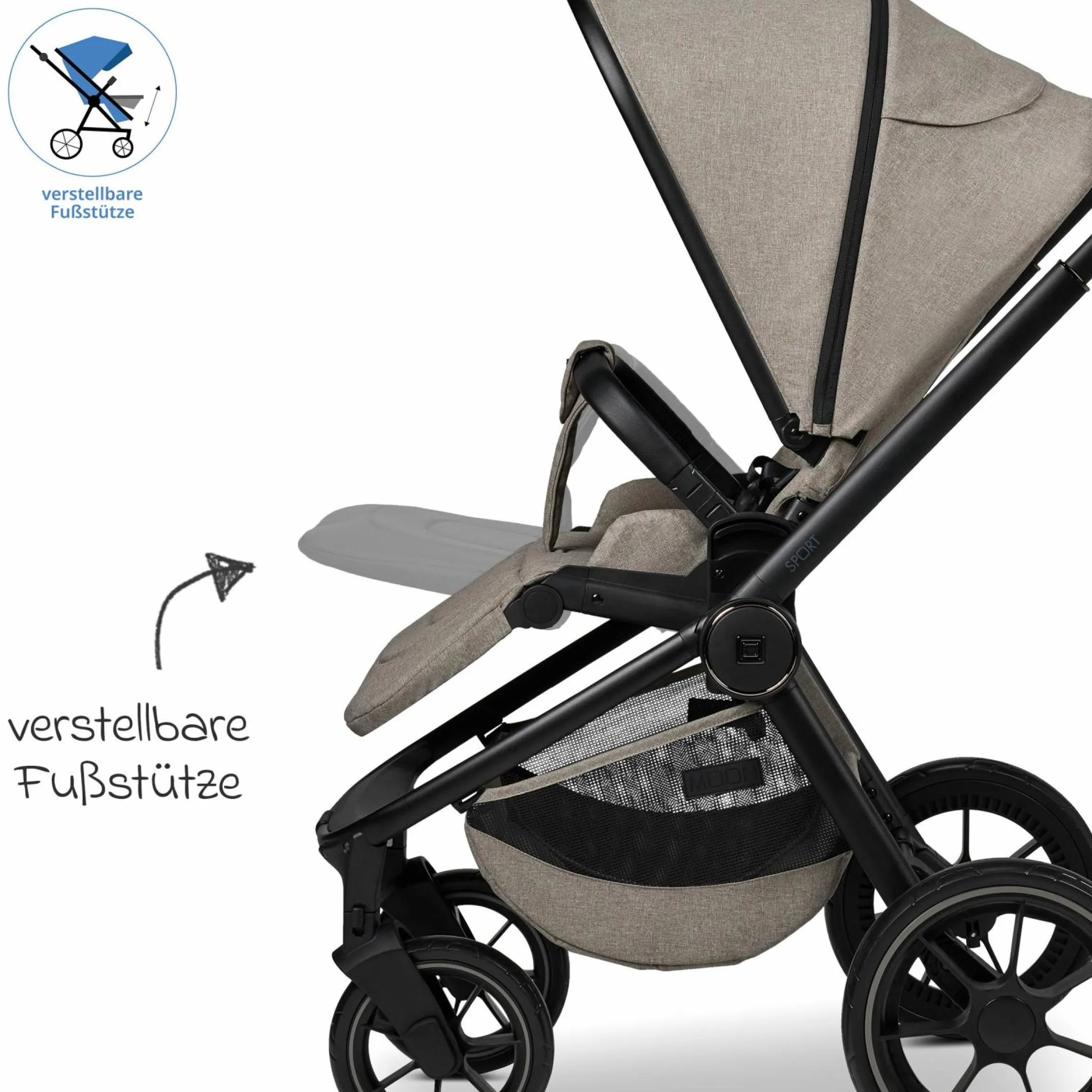 Buggy & Sportwagen Sport bis 22 kg mit Liegeposition, umsetzbare Sitzeinheit und Teleskopschieber - Mud Melange