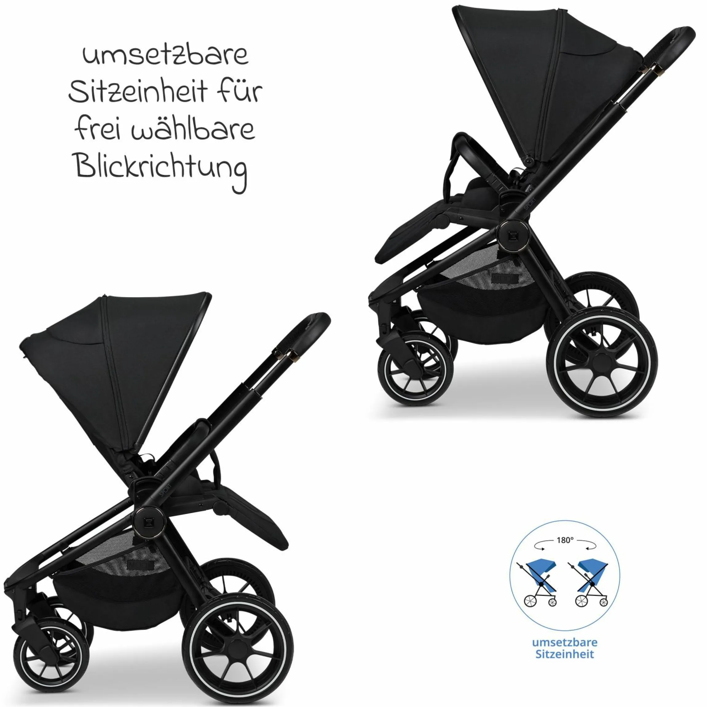 Buggy & Sportwagen Sport bis 22 kg mit Liegeposition, umsetzbare Sitzeinheit und Teleskopschieber - Onyx Melange