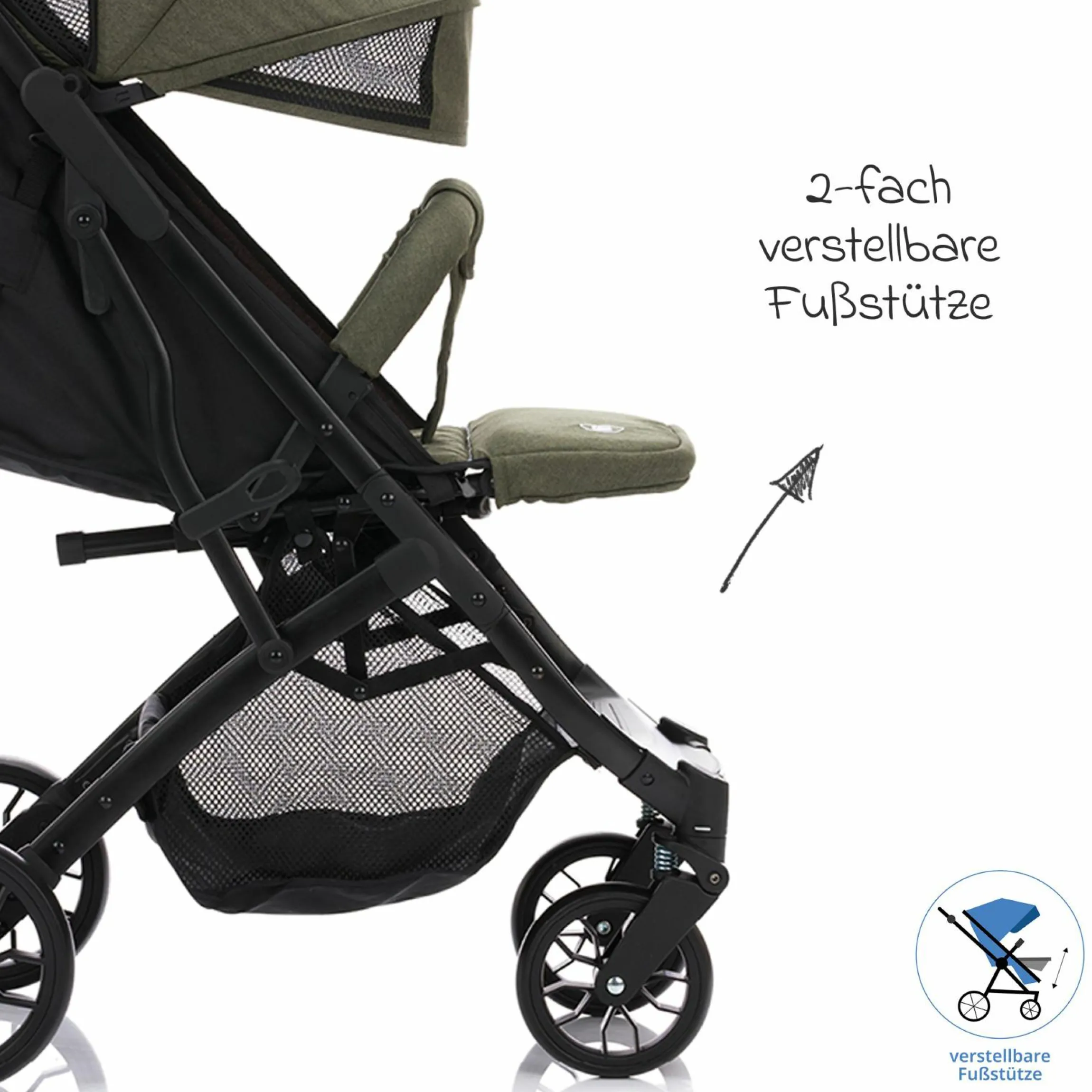 Buggy & Sportwagen Styler Elite bis 22 kg mit Trolly-Funktion und Liegefunktion - Olive Melange