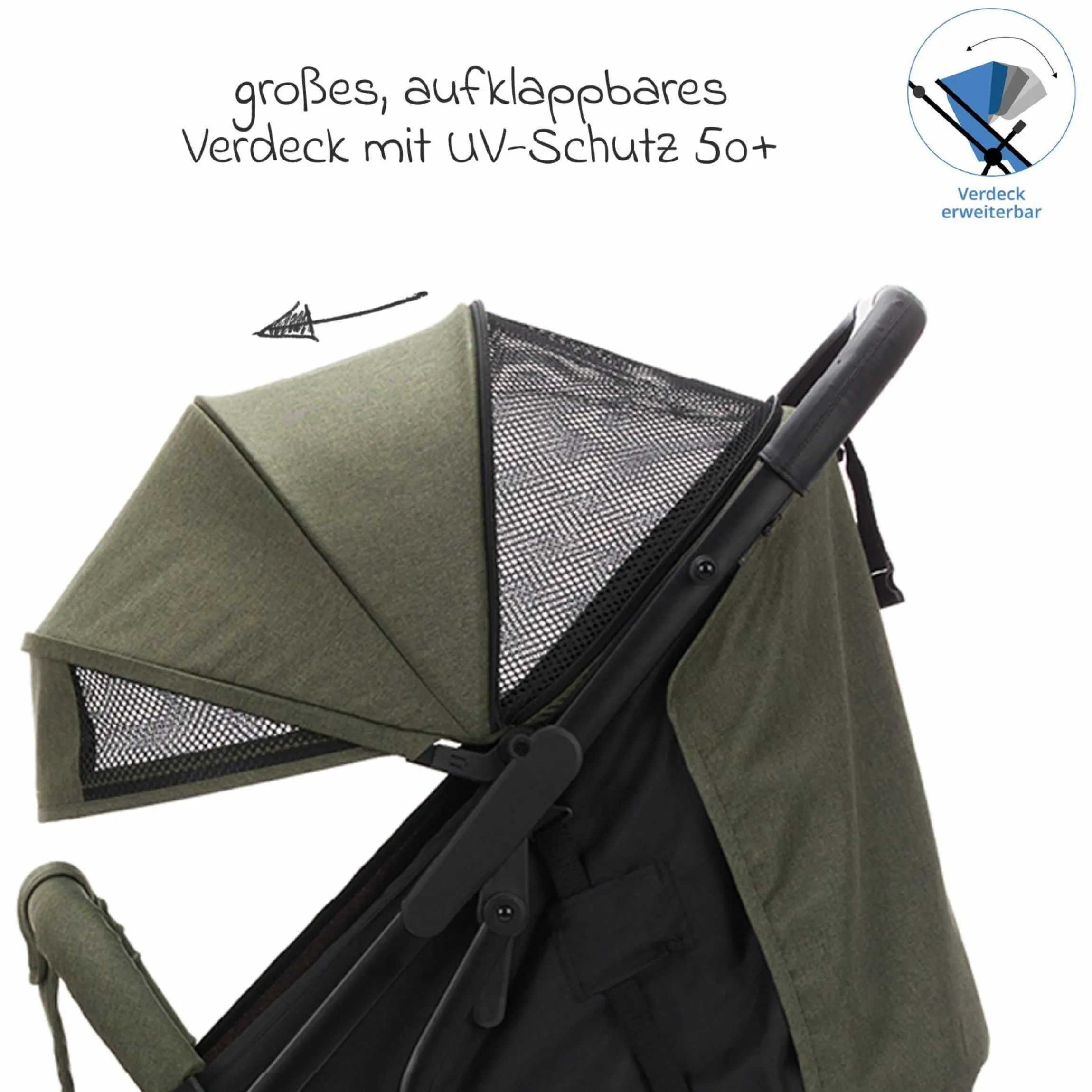 Buggy & Sportwagen Styler Elite bis 22 kg mit Trolly-Funktion und Liegefunktion - Olive Melange
