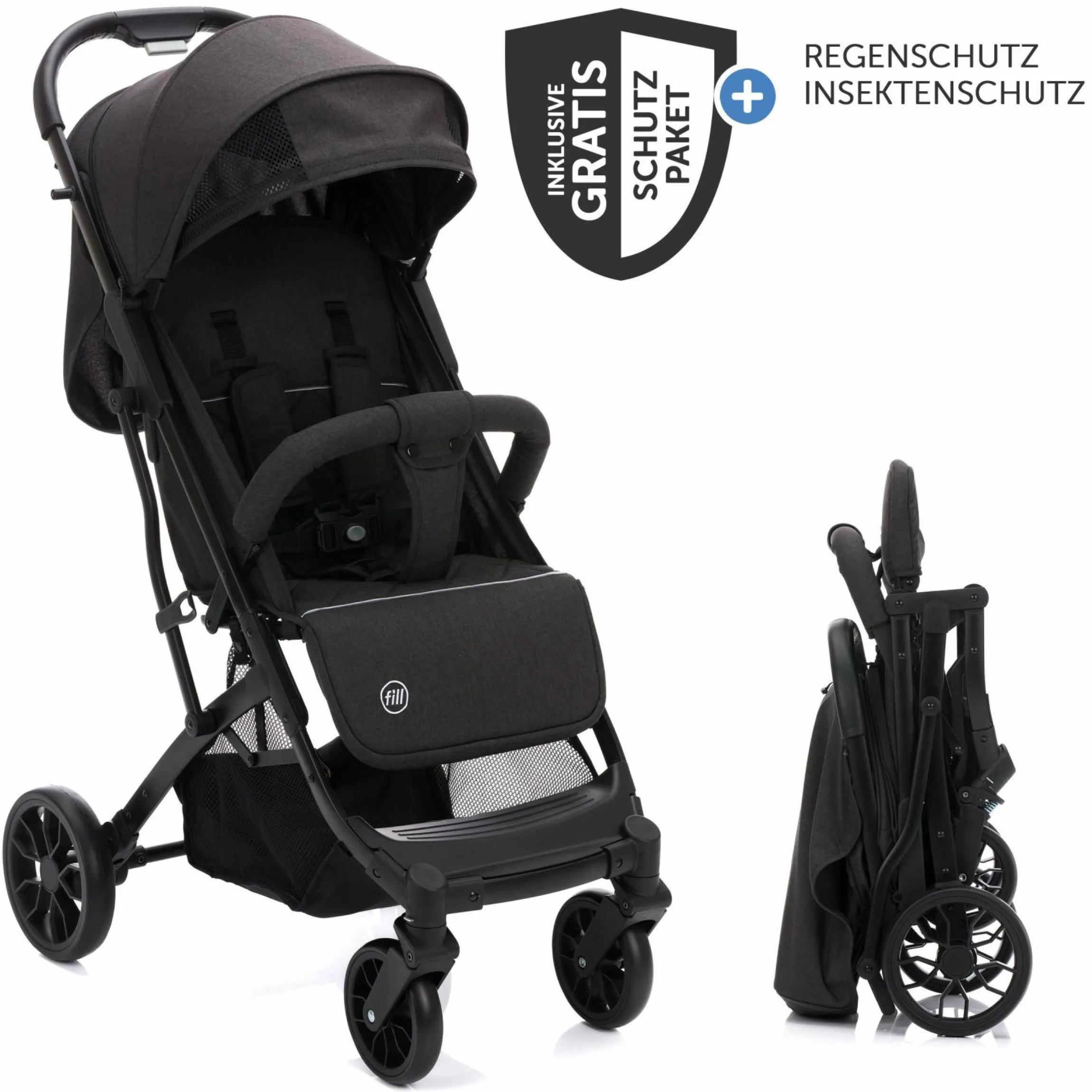 Buggy & Sportwagen Styler Elite bis 22 kg mit Trolly-Funktion und Liegefunktion inkl. Schutzpaket - Schwarz