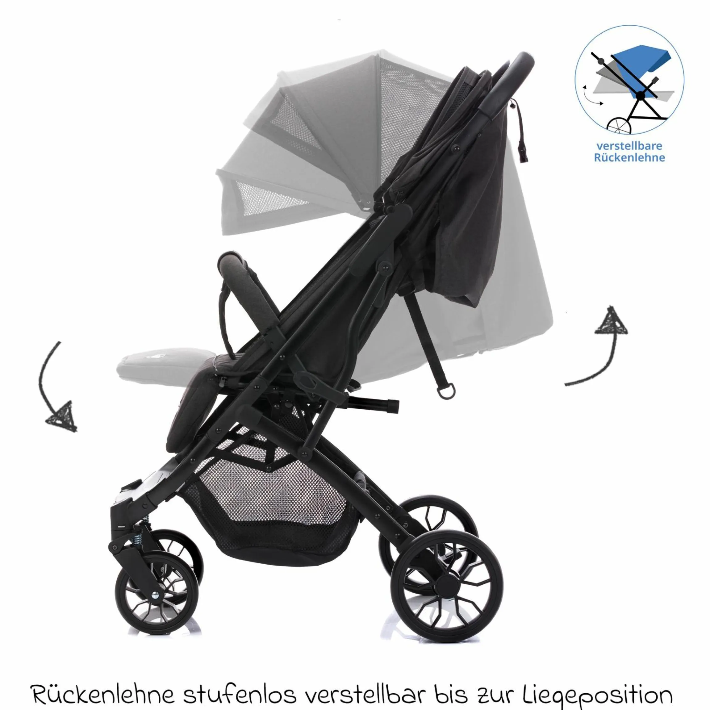 Buggy & Sportwagen Styler Elite bis 22 kg mit Trolly-Funktion und Liegefunktion inkl. Schutzpaket - Schwarz