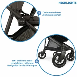 Buggy & Sportwagen Swiv bis 22 kg mit magnetischem Gurtverschluss, umsetzbarem Sportsitz, höhenverstellbarem Schieber, inkl. Adapter, Transporttasche, Getränkehalter & Regenschutz - Thunder