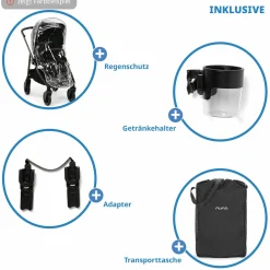Buggy & Sportwagen Swiv bis 22 kg mit magnetischem Gurtverschluss, umsetzbarem Sportsitz, höhenverstellbarem Schieber, inkl. Adapter, Transporttasche, Getränkehalter & Regenschutz - Biscotti
