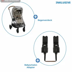 Buggy & Sportwagen TRIV next bis 22 kg mit magnetischem Gurtverschluss, umsetzbarem Allwettersitz, höhenverstellbarem Schieber - nur 8,9 kg schwer inkl. Adapter & Regenschutz - Granite - Kollektion 2025