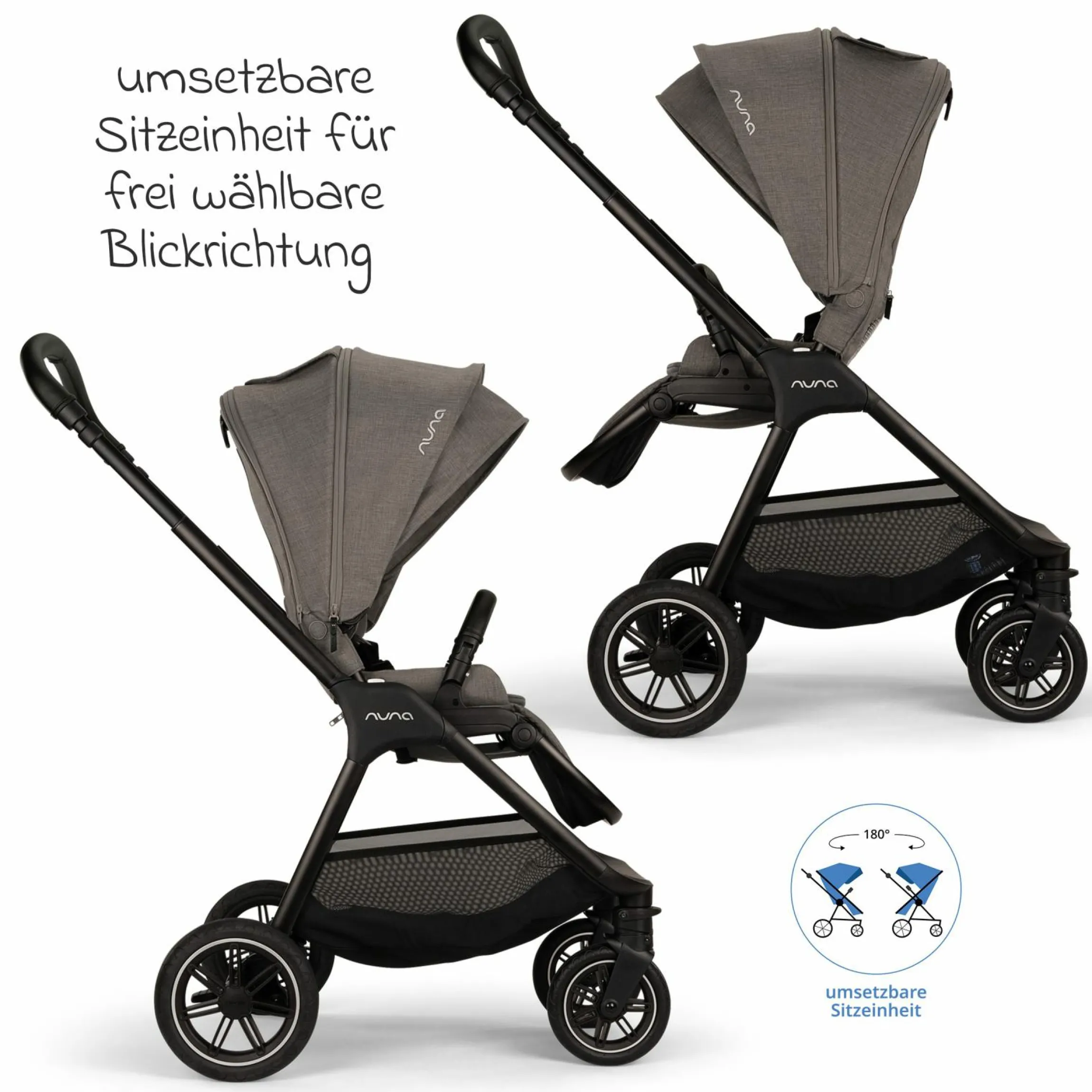 Buggy & Sportwagen TRIV next bis 22 kg mit magnetischem Gurtverschluss, umsetzbarem Allwettersitz, höhenverstellbarem Schieber - nur 8,9 kg schwer inkl. Adapter & Regenschutz - Granite - Kollektion 2025