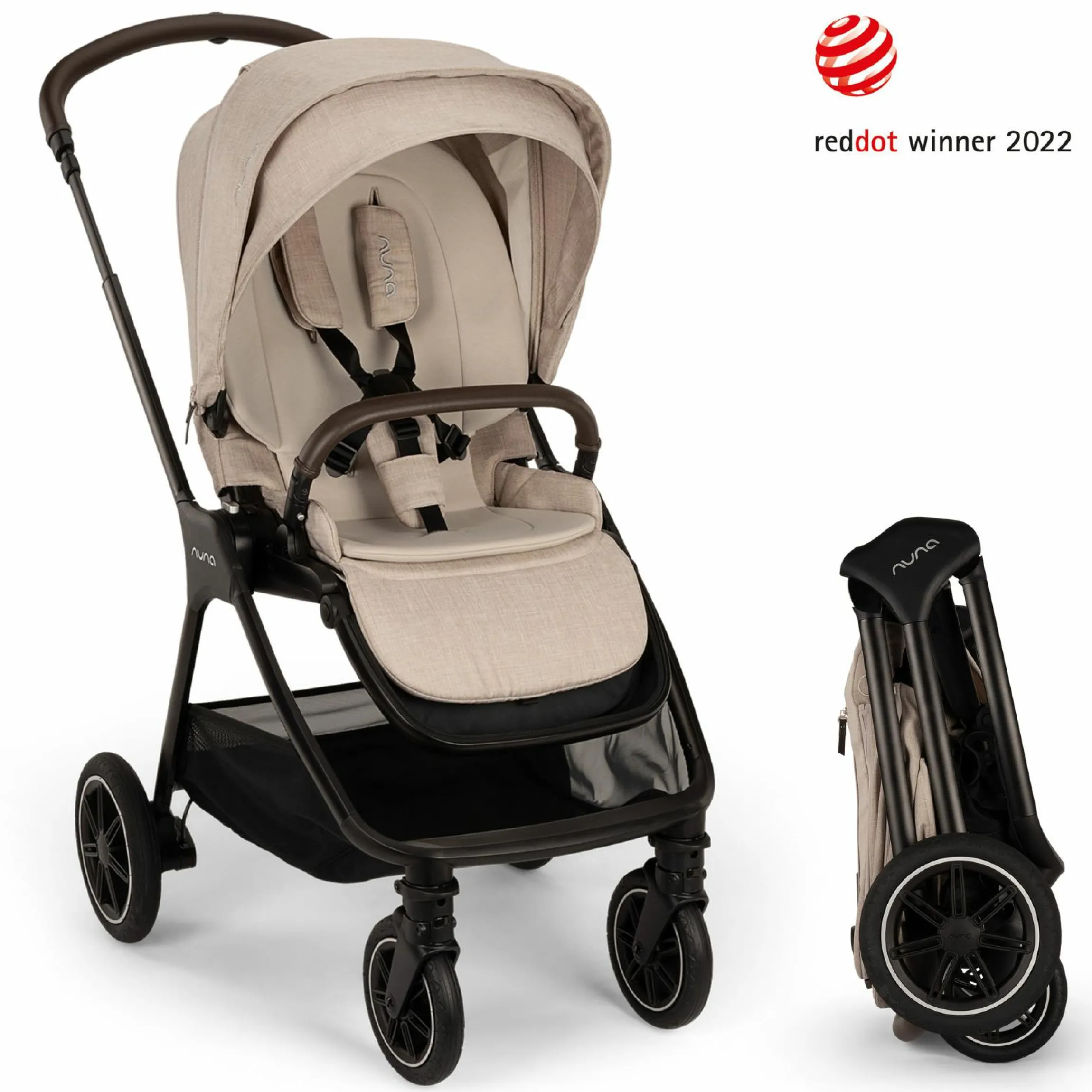Buggy & Sportwagen TRIV next bis 22 kg mit magnetischem Gurtverschluss, umsetzbarem Allwettersitz, höhenverstellbarem Schieber - nur 8,9 kg schwer inkl. Adapter & Regenschutz - Biscotti - Kollektion 2025