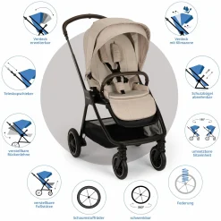 Buggy & Sportwagen TRIV next bis 22 kg mit magnetischem Gurtverschluss, umsetzbarem Allwettersitz, höhenverstellbarem Schieber - nur 8,9 kg schwer inkl. Adapter & Regenschutz - Biscotti - Kollektion 2025