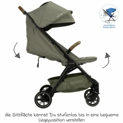 Buggy & Sportwagen TRVL Lx bis 22 kg mit magnetischem Gurtverschluss, automatischem Faltmechanismus inkl. Regenschutz & Transporttasche - Pine - Kollektion 2025
