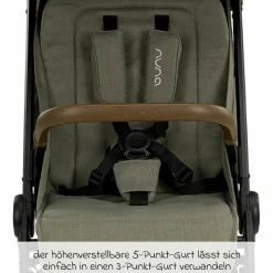 Buggy & Sportwagen TRVL Lx bis 22 kg mit magnetischem Gurtverschluss, automatischem Faltmechanismus inkl. Regenschutz & Transporttasche - Pine - Kollektion 2025