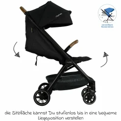 Buggy & Sportwagen TRVL Lx bis 22 kg mit magnetischem Gurtverschluss, automatischem Faltmechanismus inkl. Regenschutz & Transporttasche - Caviar - Kollektion 2025