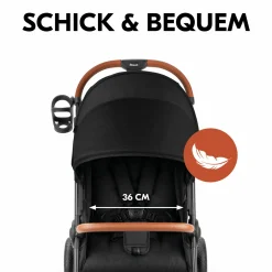 Buggy & Sportwagen UpTown Black (mit Liegefunktion & Einhand-Faltung) inkl. XXL Zubehörpaket - Melange Black