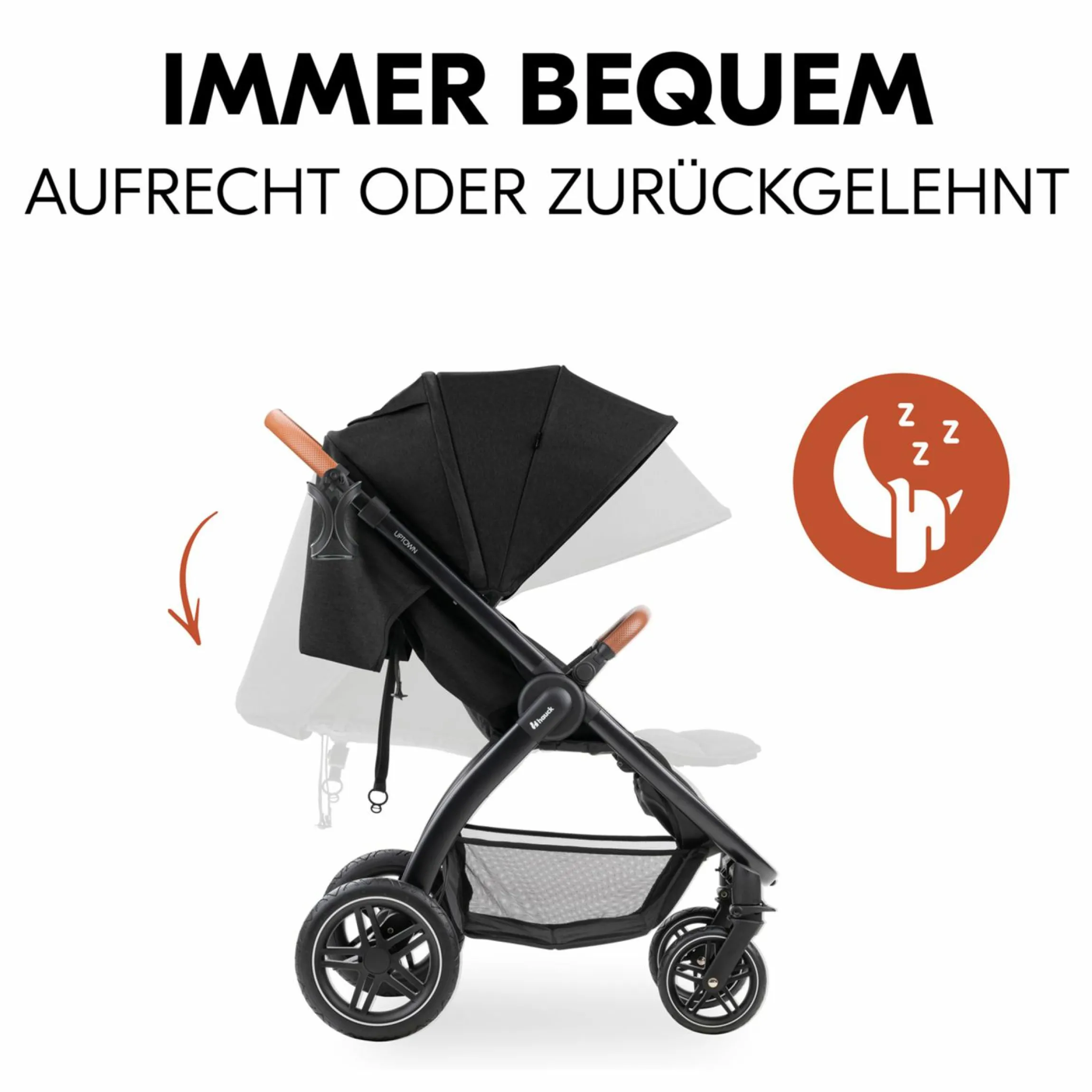 Buggy & Sportwagen UpTown Black (mit Liegefunktion & Einhand-Faltung) inkl. XXL Zubehörpaket - Melange Black