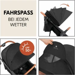 Buggy & Sportwagen UpTown Black (mit Liegefunktion & Einhand-Faltung) inkl. XXL Zubehörpaket - Melange Black