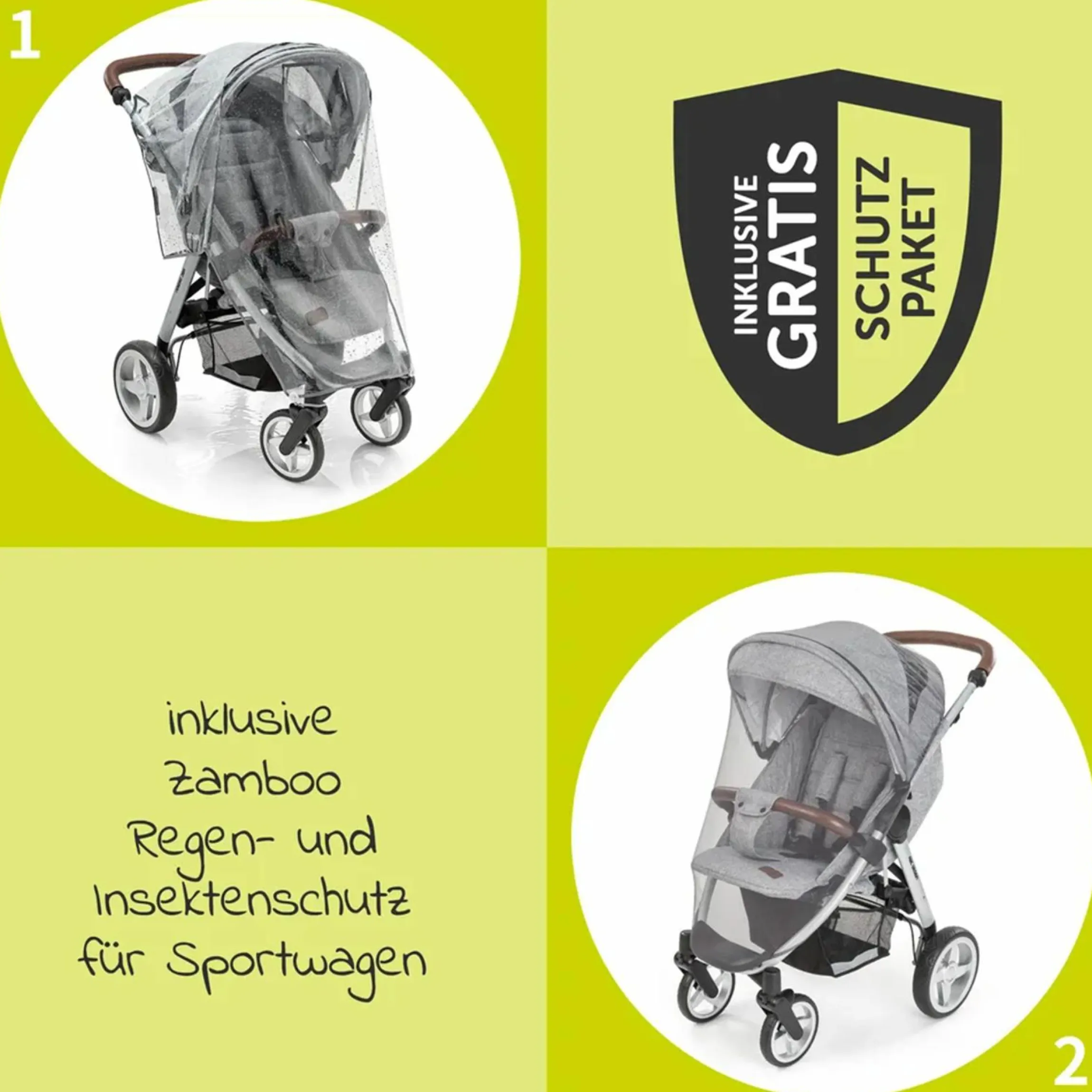 Buggy & Sportwagen UpTown Black (mit Liegefunktion & Einhand-Faltung) inkl. XXL Zubehörpaket - Melange Grey