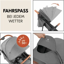 Buggy & Sportwagen UpTown Black (mit Liegefunktion & Einhand-Faltung) inkl. XXL Zubehörpaket - Melange Grey
