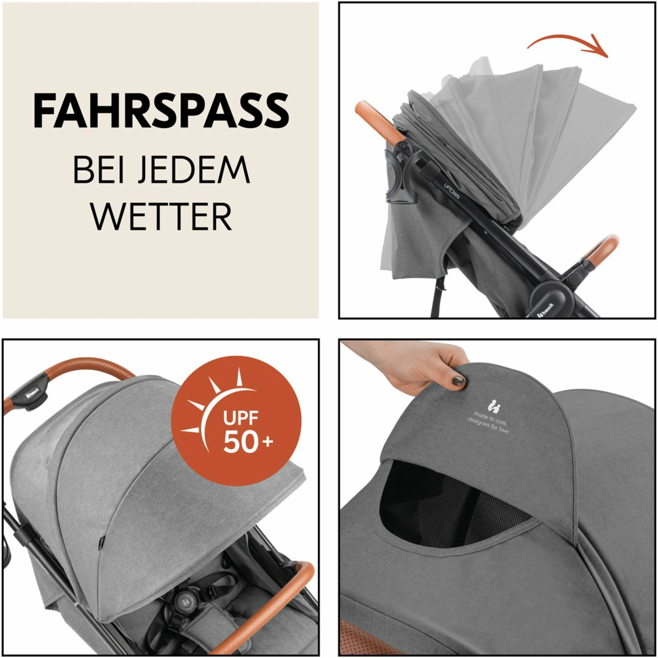 Buggy & Sportwagen UpTown Black (mit Liegefunktion & Einhand-Faltung) inkl. XXL Zubehörpaket - Melange Grey