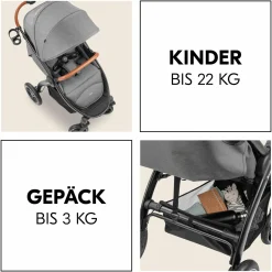 Buggy & Sportwagen UpTown Black (mit Liegefunktion & Einhand-Faltung) inkl. XXL Zubehörpaket - Melange Grey