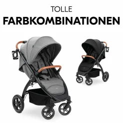 Buggy & Sportwagen UpTown Black (mit Liegefunktion, Schieber höhenverstellbar, Einhand-Faltung) - Melange Grey