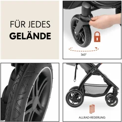 Buggy & Sportwagen UpTown Black (mit Liegefunktion, Schieber höhenverstellbar, Einhand-Faltung) - Melange Grey