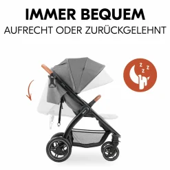 Buggy & Sportwagen UpTown Black (mit Liegefunktion, Schieber höhenverstellbar, Einhand-Faltung) - Melange Grey