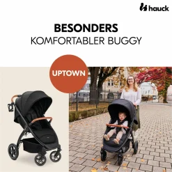 Buggy & Sportwagen UpTown Black (mit Liegefunktion, Schieber höhenverstellbar, Einhand-Faltung) - Melange Black