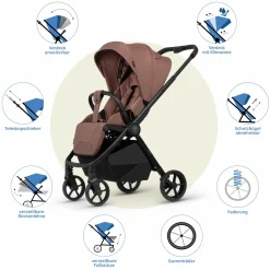 Buggy & Sportwagen Vero bis 22 kg mit Teleskopschieber, Liegeposition inkl. Regenschutz, Tragegurt & Beindecke - Blush - Kollektion 2025