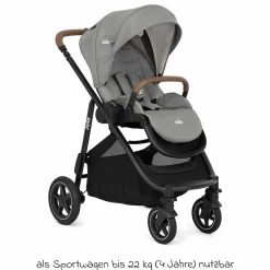 Buggy & Sportwagen Versatrax mit neuem Reifen-Design - bis 22 kg belastbar mit Teleskopschieber, umsetzbare Sitzeinheit, Adapter & Regenschutz - Pebble