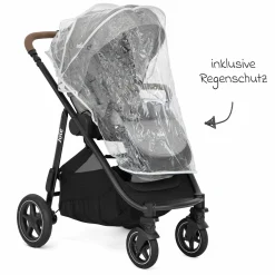 Buggy & Sportwagen Versatrax mit neuem Reifen-Design - bis 22 kg belastbar mit Teleskopschieber, umsetzbare Sitzeinheit, Adapter & Regenschutz - Pebble