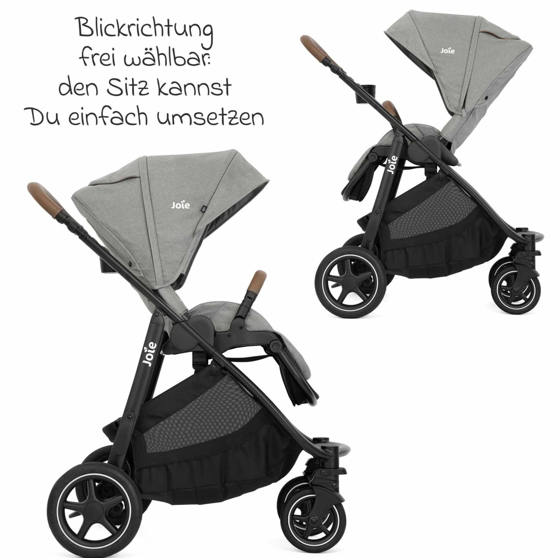 Buggy & Sportwagen Versatrax mit neuem Reifen-Design - bis 22 kg belastbar mit Teleskopschieber, umsetzbare Sitzeinheit, Adapter & Regenschutz - Pebble
