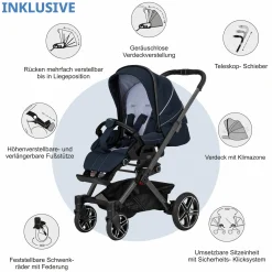 Buggy & Sportwagen Vip GTS bis 22 kg belastbar mit Teleskopschieber inkl. Regenschutz - Navy Stripes - Kollektion 2024