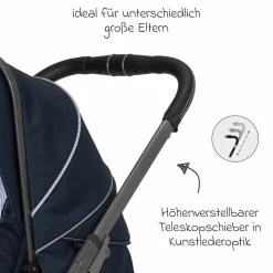 Buggy & Sportwagen Vip GTS bis 22 kg belastbar mit Teleskopschieber inkl. Regenschutz - Navy Stripes - Kollektion 2024