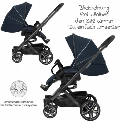 Buggy & Sportwagen Vip GTS bis 22 kg belastbar mit Teleskopschieber inkl. Regenschutz - Navy Stripes - Kollektion 2024