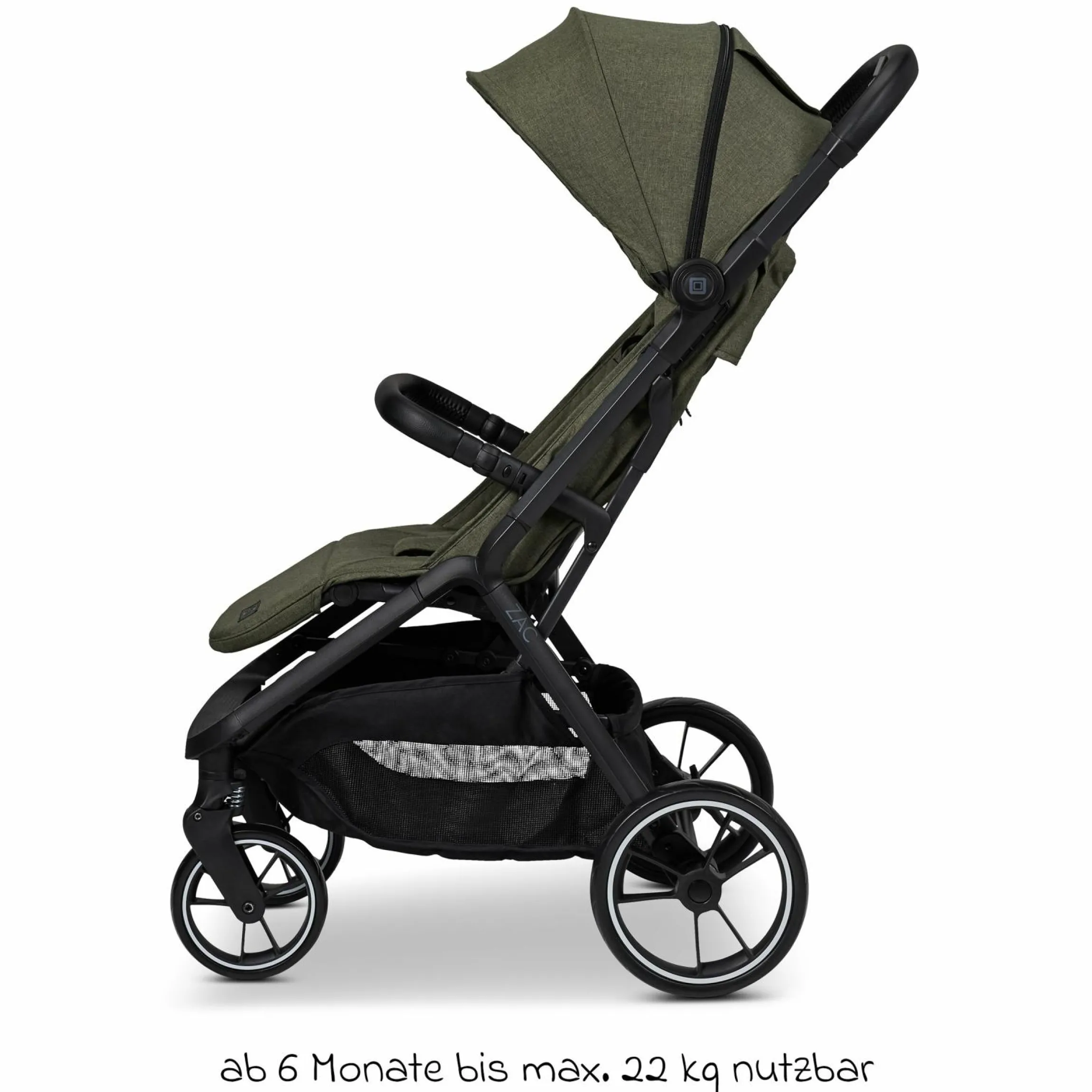 Buggy & Sportwagen Zac bis 22 kg mit Liegeposition, Einhand-Faltmechanismus inkl. Regenschutz & Transporttasche - Moss Melange