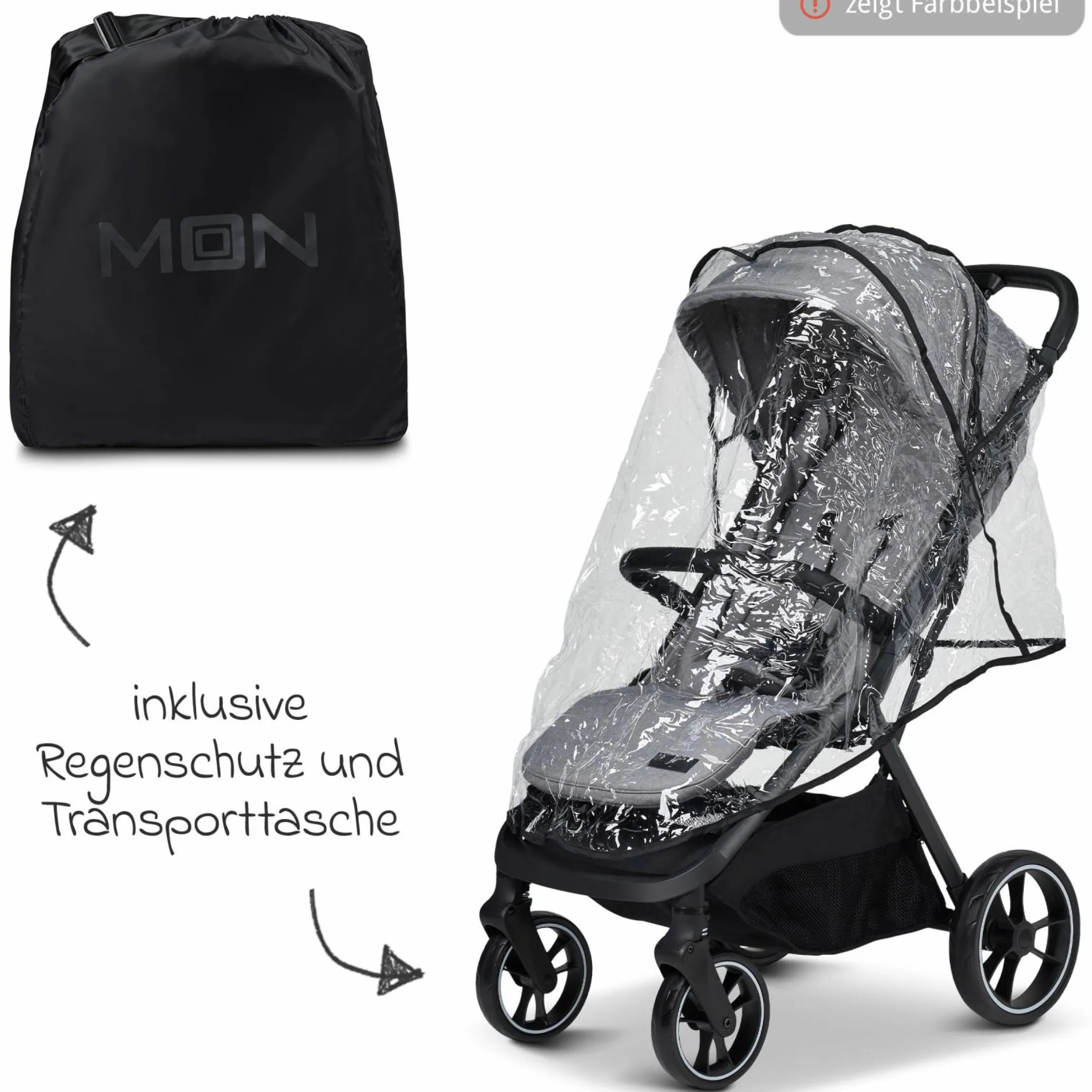 Buggy & Sportwagen Zac bis 22 kg mit Liegeposition, Einhand-Faltmechanismus inkl. Regenschutz & Transporttasche - Moss Melange
