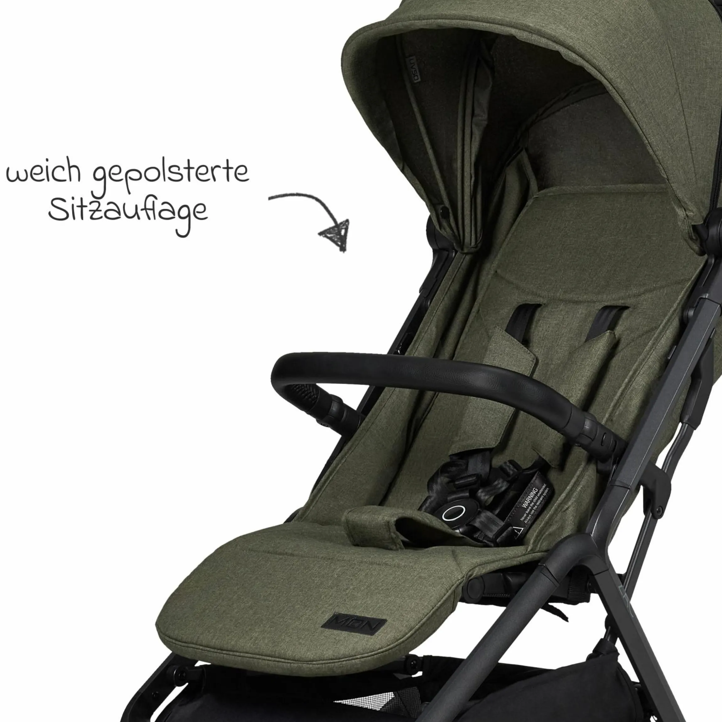 Buggy & Sportwagen Zac bis 22 kg mit Liegeposition, Einhand-Faltmechanismus inkl. Regenschutz & Transporttasche - Moss Melange