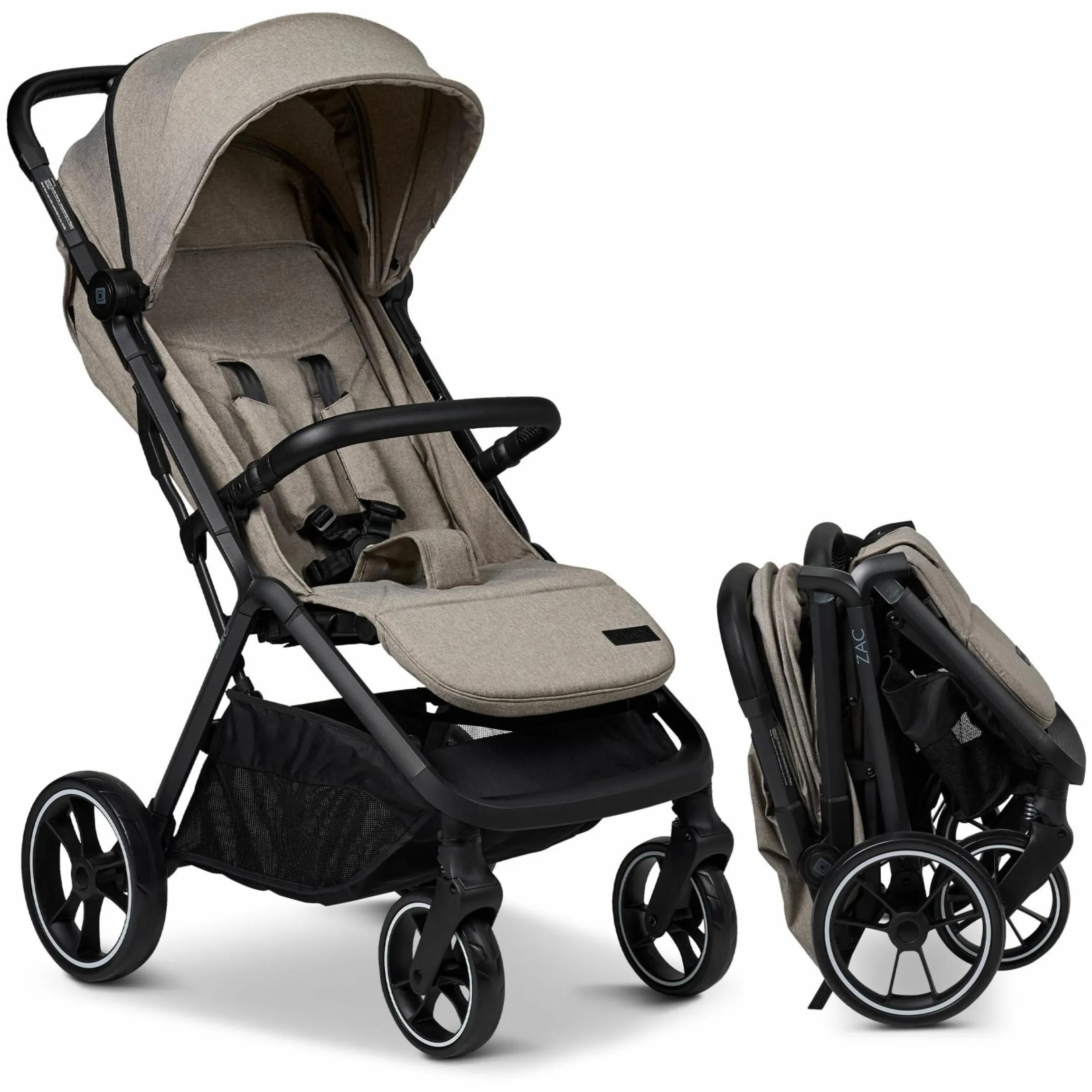 Buggy & Sportwagen Zac bis 22 kg mit Liegeposition, Einhand-Faltmechanismus inkl. Regenschutz & Transporttasche - Mud Melange