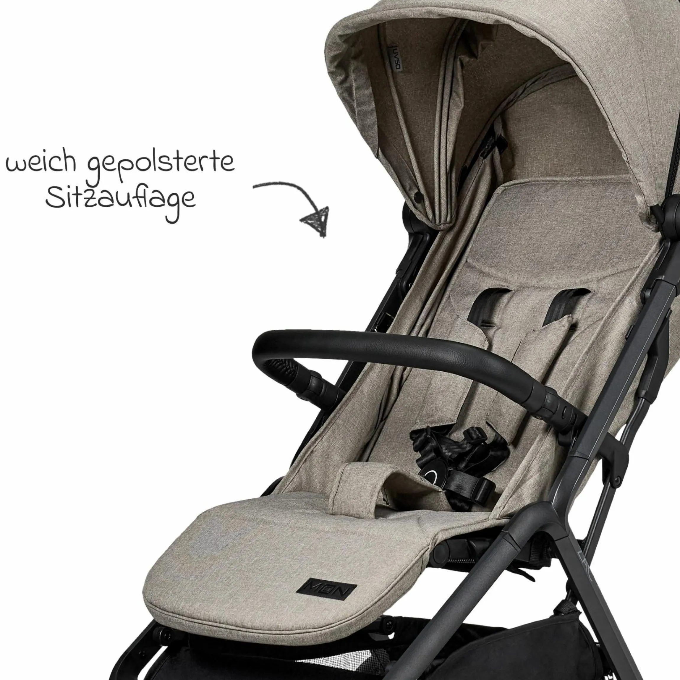 Buggy & Sportwagen Zac bis 22 kg mit Liegeposition, Einhand-Faltmechanismus inkl. Regenschutz & Transporttasche - Mud Melange