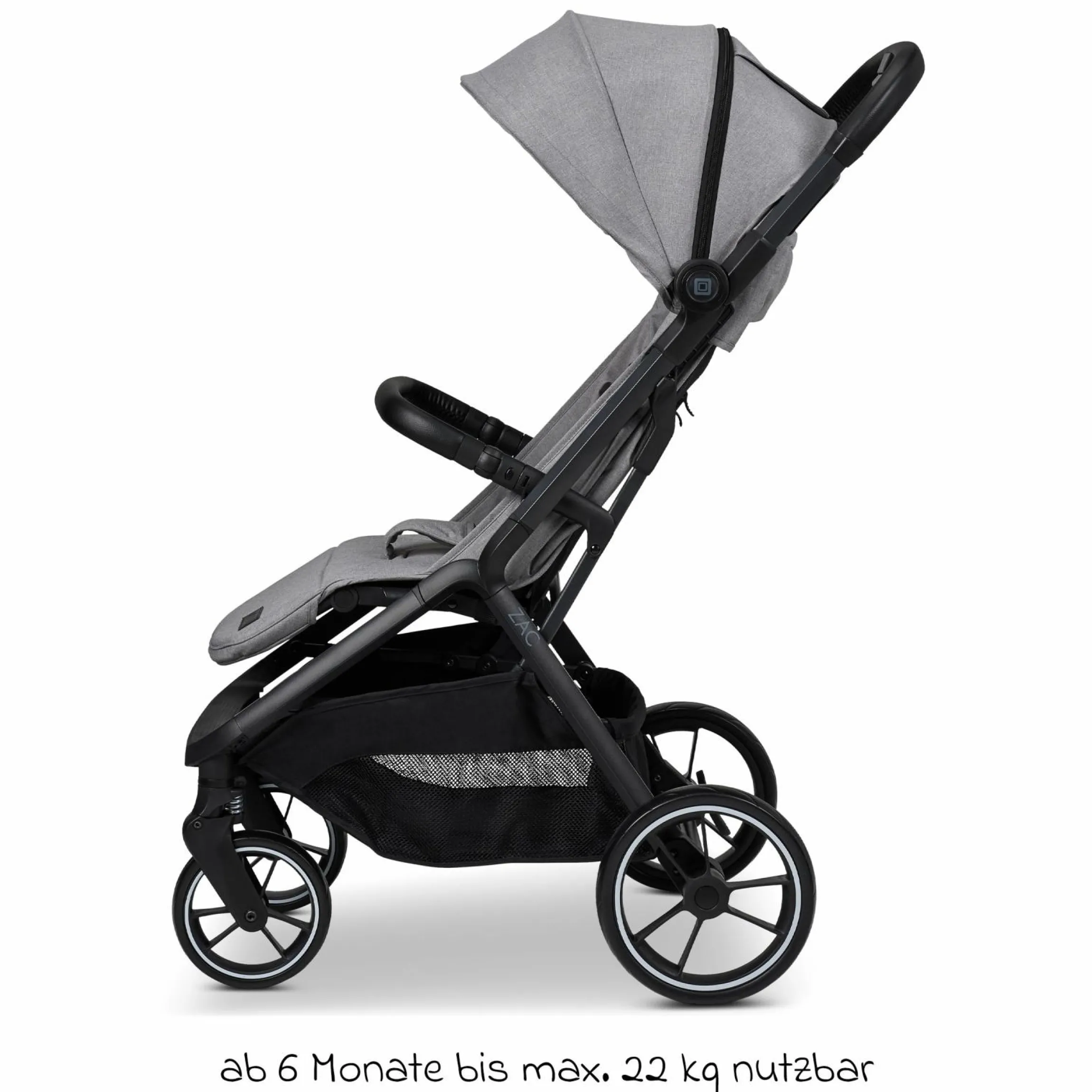 Buggy & Sportwagen Zac bis 22 kg mit Liegeposition, Einhand-Faltmechanismus inkl. Regenschutz & Transporttasche - Stone Melange
