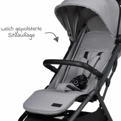 Buggy & Sportwagen Zac bis 22 kg mit Liegeposition, Einhand-Faltmechanismus inkl. Regenschutz & Transporttasche - Stone Melange