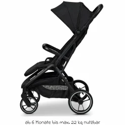 Buggy & Sportwagen Zac bis 22 kg mit Liegeposition, Einhand-Faltmechanismus inkl. Regenschutz & Transporttasche - Onyx Melange