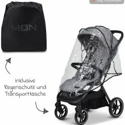 Buggy & Sportwagen Zac bis 22 kg mit Liegeposition, Einhand-Faltmechanismus inkl. Regenschutz & Transporttasche - Onyx Melange