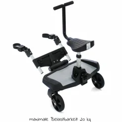 Buggy Board Filliboard Wide Set extra breites Mitfahrbrett mit Zusatzsitz für alle gängigen Buggys und Kinderwagen - Schwarz Grau