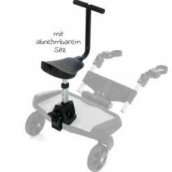 Buggy Board Filliboard Wide Set extra breites Mitfahrbrett mit Zusatzsitz für alle gängigen Buggys und Kinderwagen - Schwarz Grau