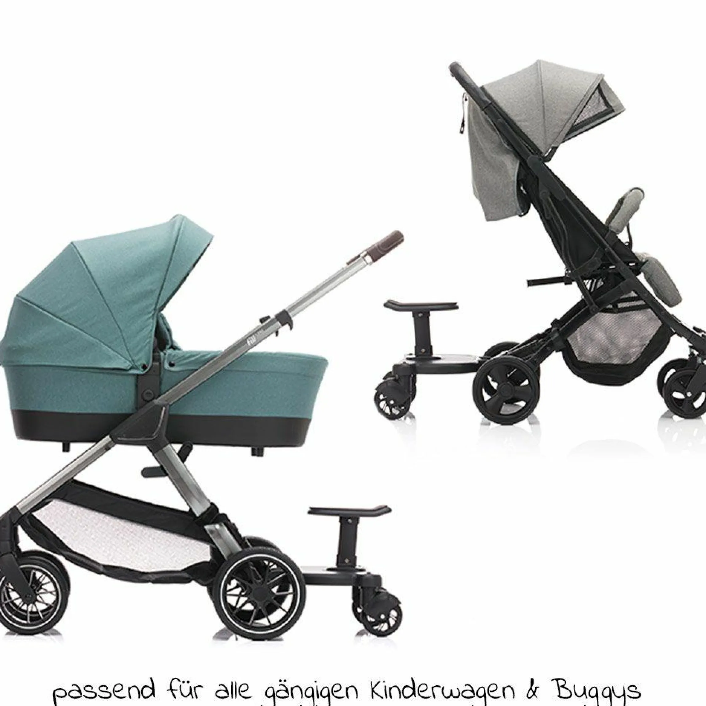 Buggy Board Mitfahrbrett Basic mit Sitz für alle gängigen Kinderwagen - Schwarz