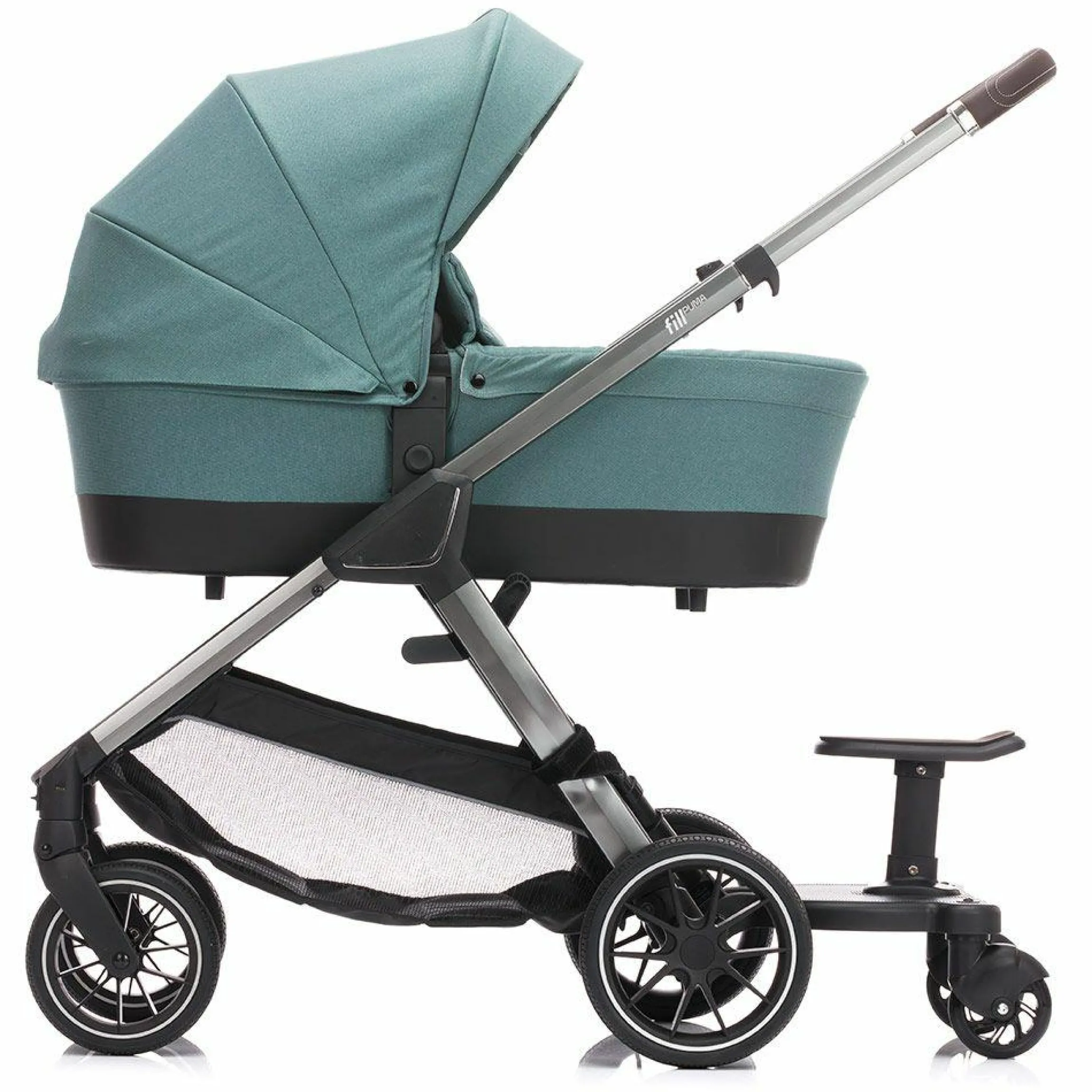 Buggy Board Mitfahrbrett Basic mit Sitz für alle gängigen Kinderwagen - Schwarz
