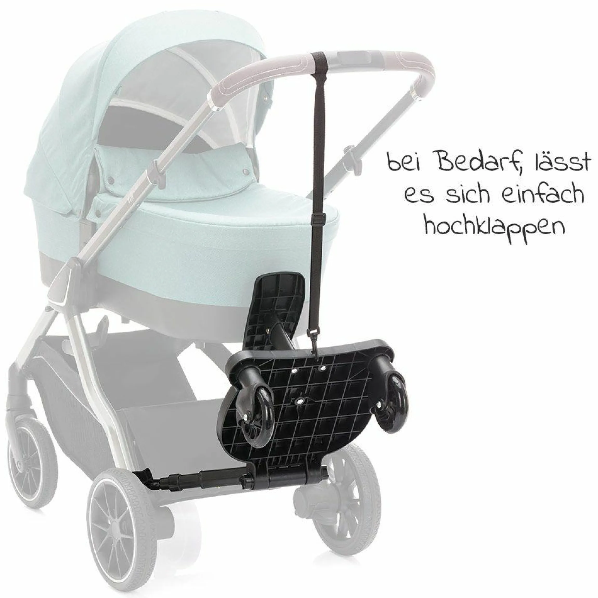Buggy Board Mitfahrbrett Basic mit Sitz für alle gängigen Kinderwagen - Schwarz