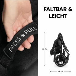 Buggy Rapid 3 Air (bis 25 kg) - mit Luftreifen, Liegefunktion und XL Verdeck - Black